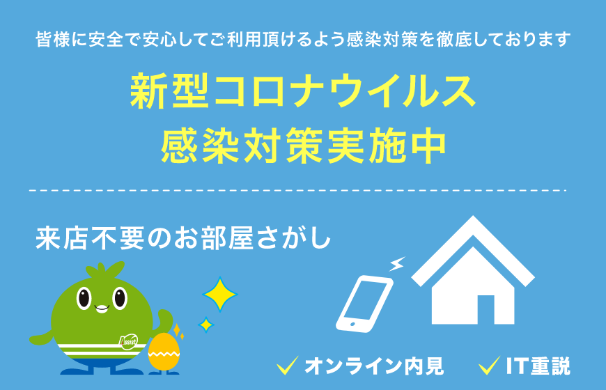 新型コロナウイルス感染対策実施中